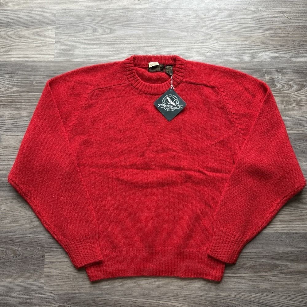 VTG 80s Eddie Bauer 100% Shetland Wool Red Crew Neck Sweater Mens XL NWT